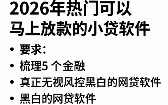 2026年热门可以马上放款的小贷软件,梳理5个真正无视风控黑白的网贷软件