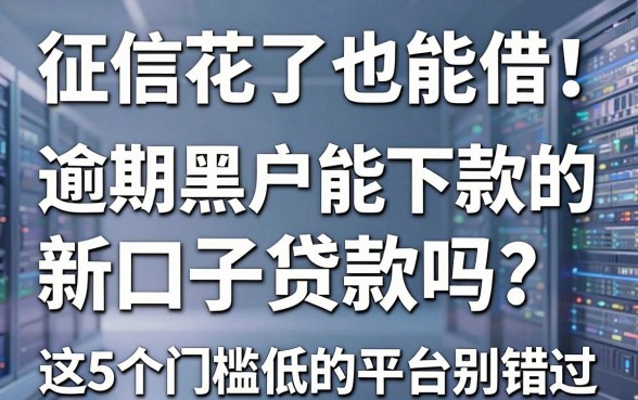 征信花了也能借!逾期黑户能下款的新口子贷款吗?这5个门槛低的平台别错过