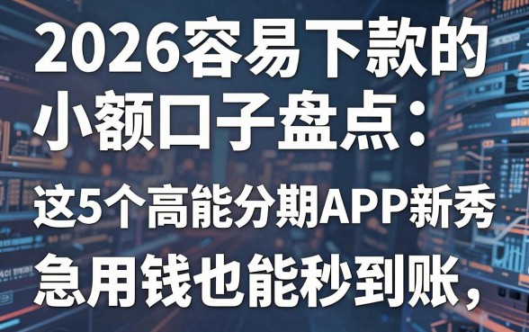 2026容易下款的小额口子盘点：这5个高能分期APP新秀，急用钱也能秒到账！