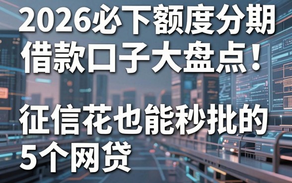 2026必下额度分期借款口子大盘点!征信花也能秒批的5个网贷