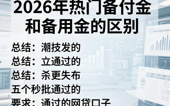 2026年热门备付金和备用金的区别,总结五个秒批通过的网贷口子