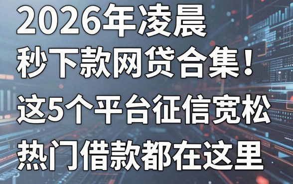 2026年凌晨秒下款网贷合集！这5个平台征信宽松，热门借款都在这里
