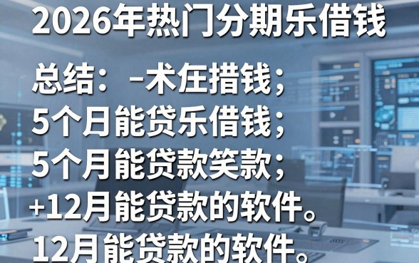 2026年热门分期乐借钱，总结5个12月能贷款的软件