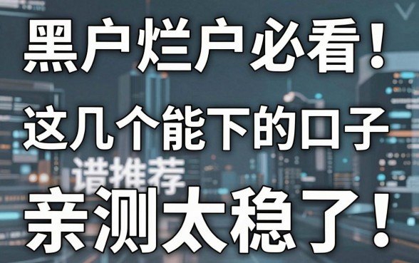 黑户烂户必看!这几个能下的口子推荐,亲测太稳了!