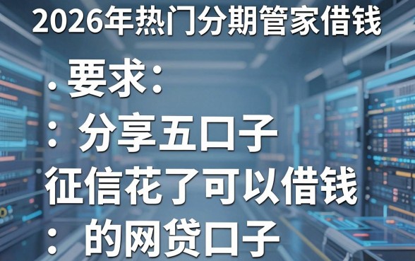 2026年热门分期管家借钱,分享五个征信花了可以借钱的网贷口子