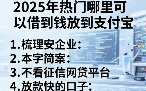 2025年热门哪里可以借到钱放到支付宝，梳理五个不看征信网贷平台放款快的口子