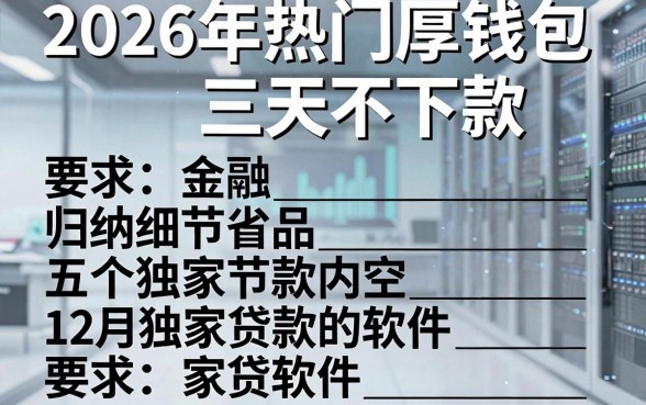 2026年热门厚钱包三天不下款,归纳五个12月独家贷款的软件