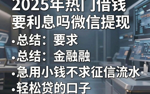 2025年热门借钱要利息吗微信提现,总结五个急用小钱不求征信流水轻松贷的口子
