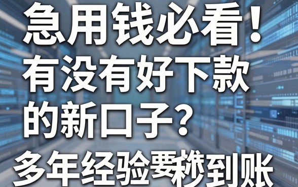 急用钱必看！有没有好下款的新口子？多年经验强推这几家秒到账