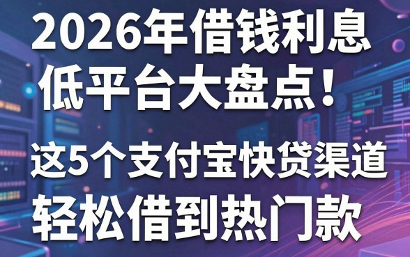 2026年借钱利息低平台大盘点！这5个支付宝快贷渠道轻松借到热门款
