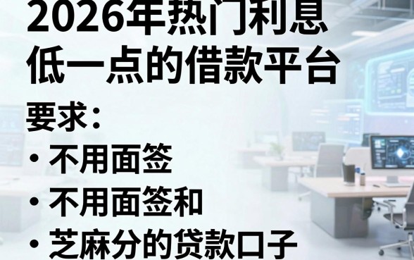 2026年热门利息低一点的借款平台，分享五个不用面签和芝麻分的贷款口子