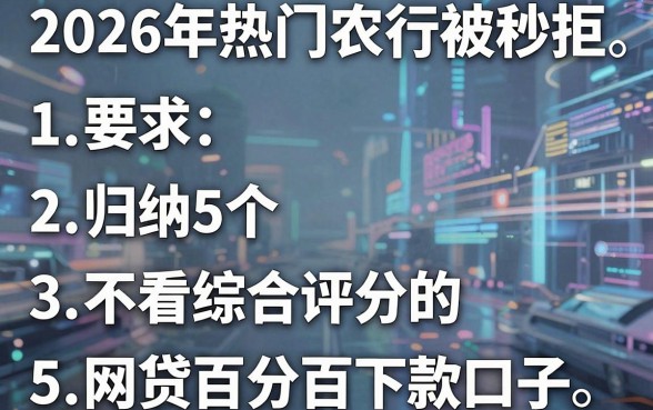 2026年热门农行卡被秒拒,归纳5个不看综合评分的网贷百分百下款口子