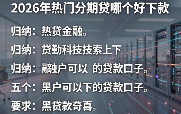 2026年热门分期贷哪个好下款，归纳五个黑户可以下的贷款口子