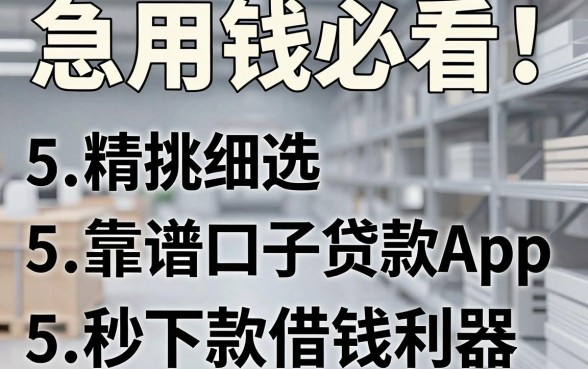 急用钱必看！5个精挑细选的靠谱口子贷款App，秒下款借钱利器
