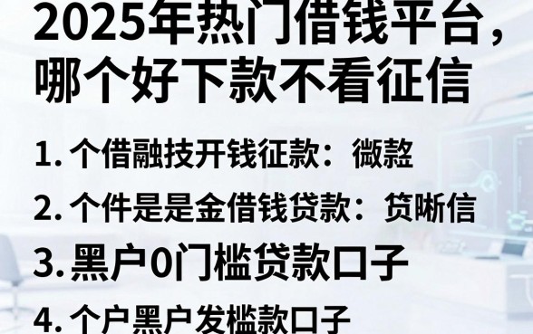2025年热门借钱平台哪个好下款不看征信,概括五个黑户0门槛贷款口子