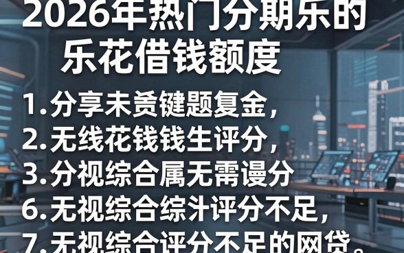 2026年热门分期乐的乐花借钱额度，分享五个无视综合评分不足的网贷