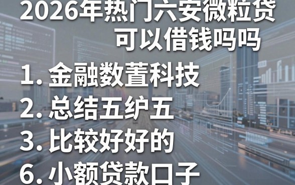 2026年热门六安微粒贷可以借钱吗吗,总结五个比较好的小额贷款口子