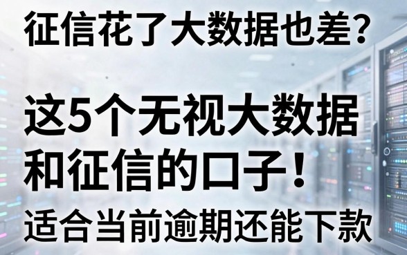 征信花了大数据也差？这5个无视大数据和征信的口子，适合当前逾期还能下款！