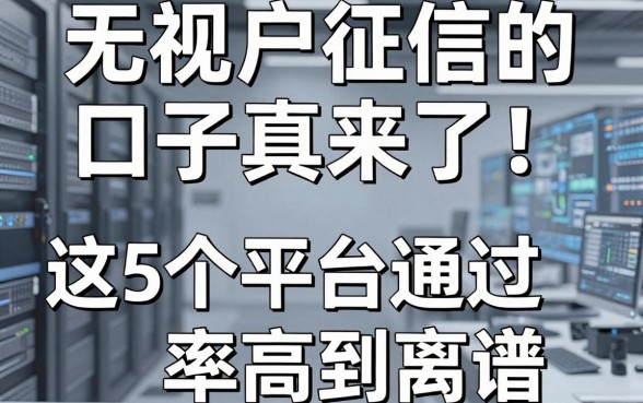 无视花户征信的口子真来了！这5个平台通过率高到离谱