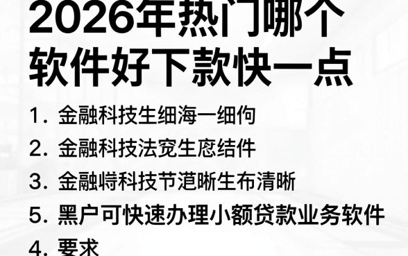 2026年热门哪个软件好下款快一点，归纳5个黑户可快速办理小额贷款业务的软件