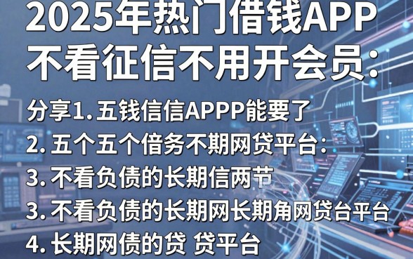 2025年热门借钱APP不看征信不用开会员，分享五个不看负债的长期网贷平台