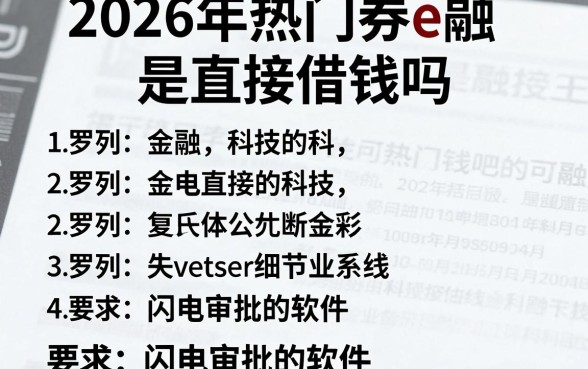 2026年热门券e融是直接借钱吗,罗列五个闪电审批的软件