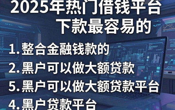 2025年热门借钱平台下款最容易的,整合5个黑户可以做大额贷款平台