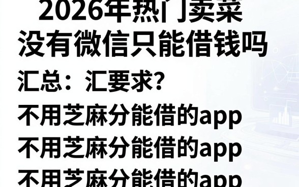 2026年热门卖菜没有微信只能借钱吗，汇总五个不用芝麻分能借的app