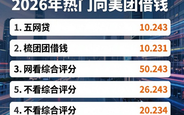 2026年热门向美团借钱,梳理五个不看综合评分的网贷