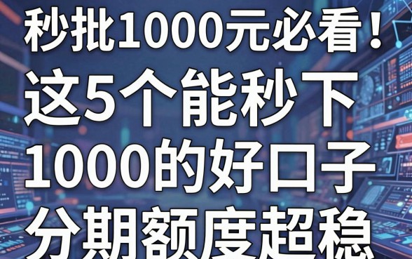 秒批1000元必看！这5个能秒下1000的好口子，分期额度超稳