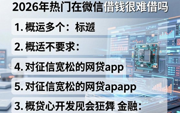 2026年热门在微信借钱很难借吗，概括五个对征信宽松的网贷app