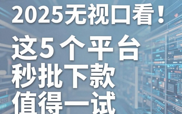 2025无视口子必看！这5个平台秒批下款值得一试