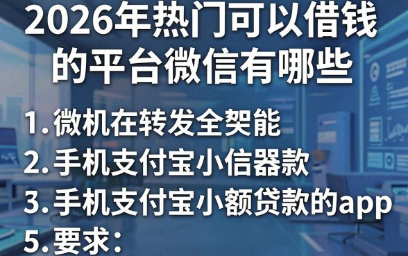 2026年热门可以借钱的平台微信有哪些,总结5个手机支付宝小额贷款的app