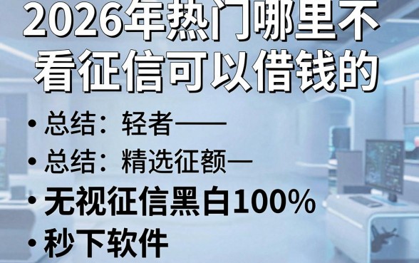 2026年热门哪里不看征信可以借钱的,总结五个无视征信黑白100%秒下软件
