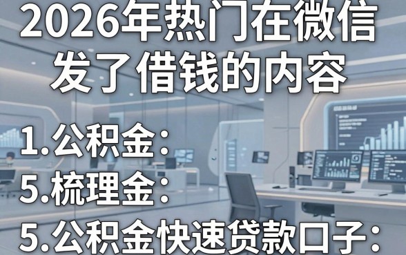2026年热门在微信发了借钱的内容,梳理5个公积金快速贷款口子