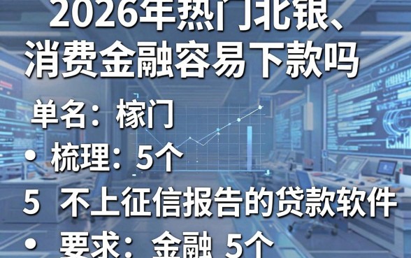 2026年热门北银消费金融容易下款吗，梳理5个不上征信报告的贷款软件