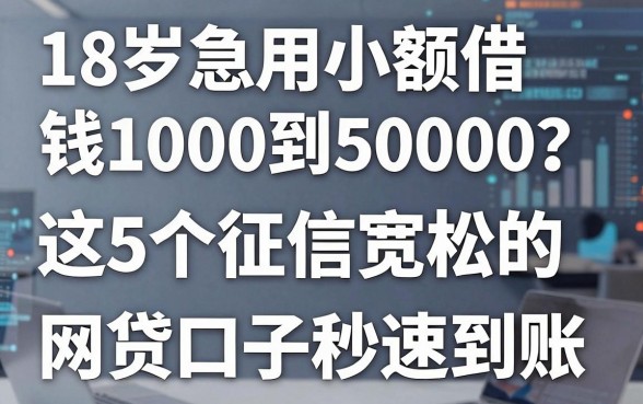 18岁急用小额借钱1000到5000？这5个征信宽松的网贷口子秒速到账！