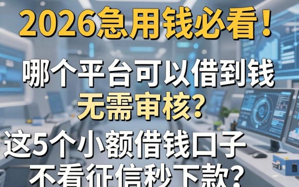 2026急用钱必看！哪个平台可以借到钱无需审核？这5个小额借钱口子不看征信秒下款