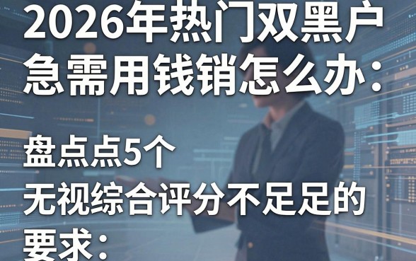 2026年热门双黑户急需用钱怎么办，盘点5个无视综合评分不足的网贷