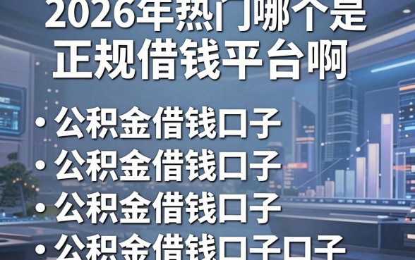 2026年热门哪个是正规借钱平台啊，罗列五个公积金借钱口子