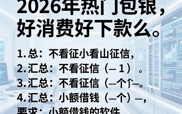 2026年热门包银好消费好下款么，汇总五个不看征信小额借钱的软件