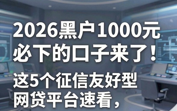 2026黑户1000元必下的口子来了！这5个征信友好型网贷平台速看
