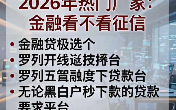 2026年热门厂家金融看不看征信，罗列五个无论黑白户秒下款的贷款平台