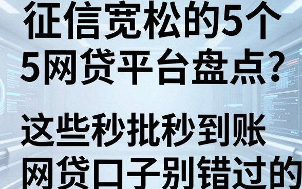 征信宽松的5个网贷平台盘点，这些秒批秒到账的网贷口子别错过！