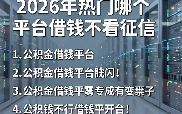 2026年热门哪个平台借钱不看征信,概括五个公积金借钱平台