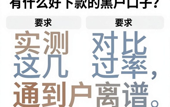 有什么好下款的黑户口子?实测对比这几家通过率高到离谱!