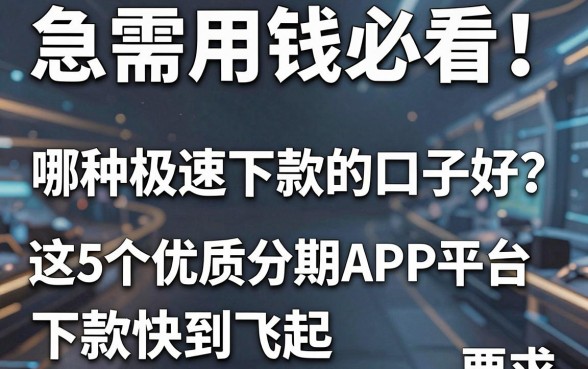 急需用钱必看！哪种极速下款的口子好？这5个优质分期APP平台下款快到飞起！