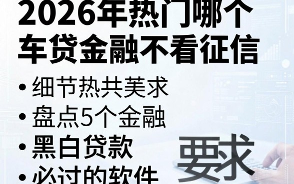 2026年热门哪个车贷金融不看征信，盘点5个黑白贷款必过的软件