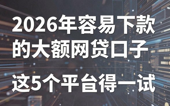 2026年容易下款的大额网贷口子，这5个平台值得一试！