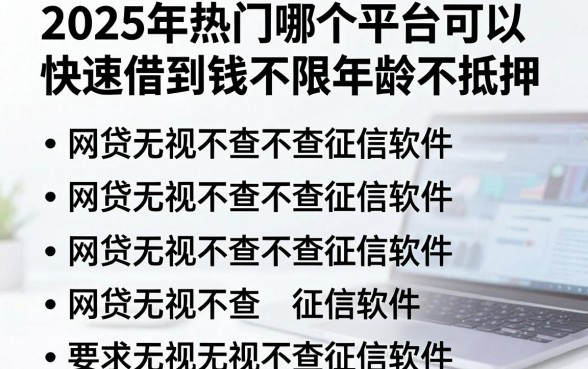 2025年热门哪个平台可以快速借到钱不限年龄不抵押，整理五个网贷无视不查征信软件